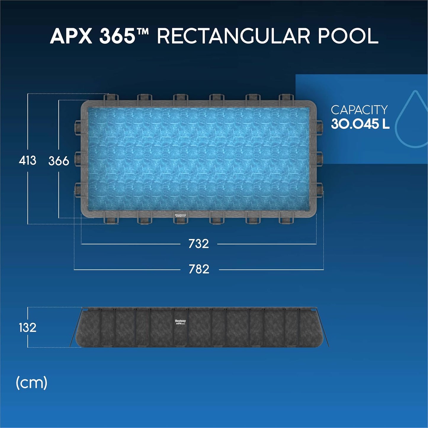 Juego de Piscina Rectangular de 24' x 12' x 52"/7.32 MX 3.66 MX 1.32 m