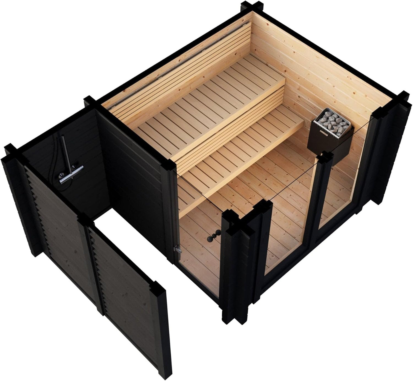 Sauna Exterior Deluxe Plus, para 4 pessoas, 3410x1940 mm