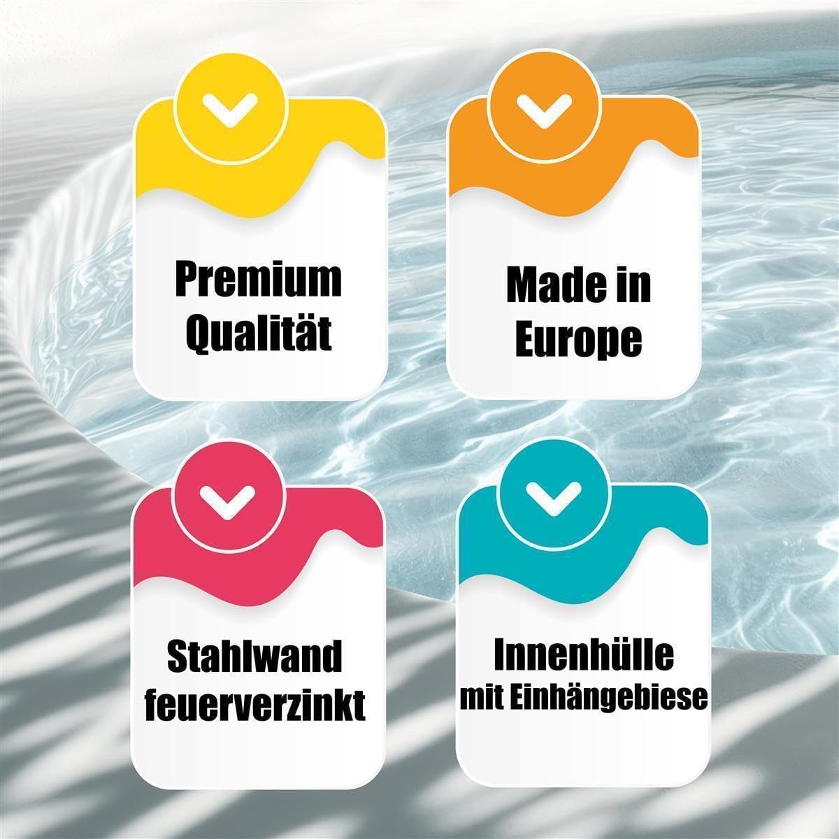 Juego de piscina de acero con forma de ocho formas largo x ancho x profundidad 6,25 x 3,60 x 1,50 m