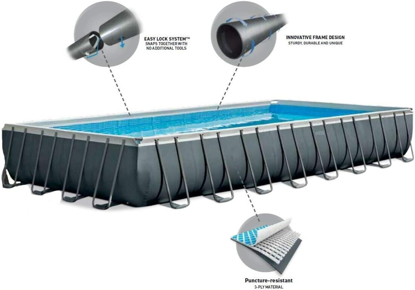 Piscina Ultra XTR con marco 7,3 x 3,7 x 132,1 cm con filtro, bomba, cubierta, escalera