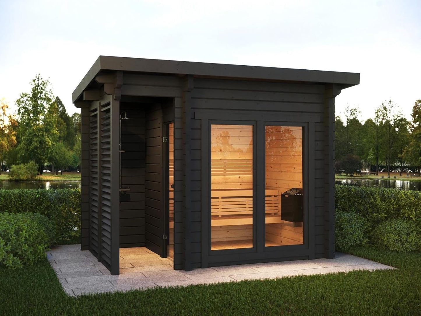 Sauna Exterior Deluxe Plus, para 4 pessoas, 3410x1940 mm