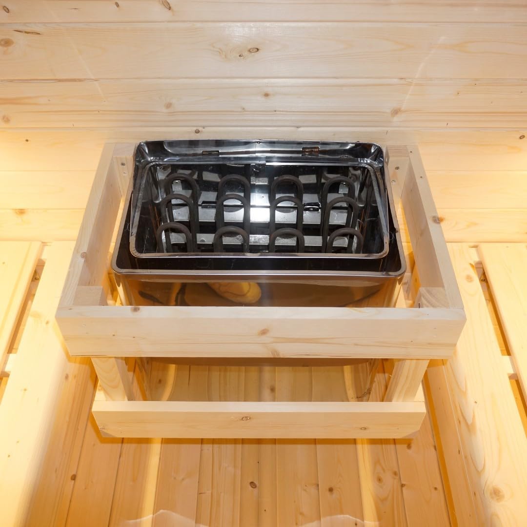 Sauna exterior y cabina de infrarrojos para 6 personas, 210 × 180 × 210 cm, horno Harvia de 8 kW