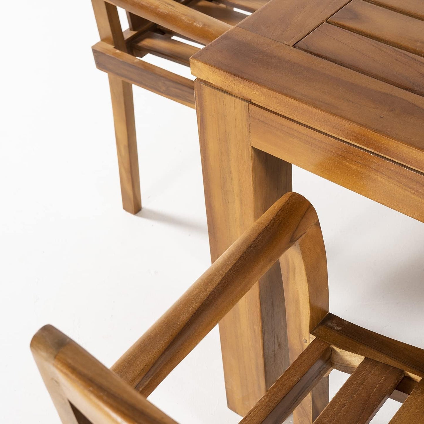 Conjunto de jardín de Madera Teca, Mesa de 240 cm de Largo y 8 sillones apilables