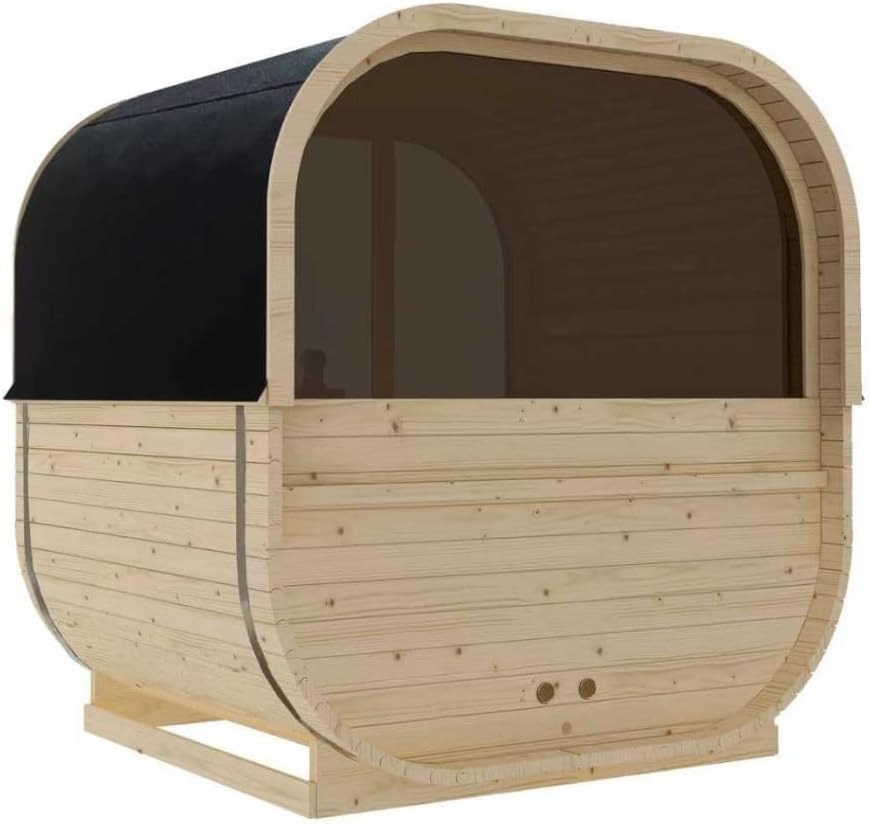 Sauna exterior y cabina de infrarrojos para 6 personas, 210 × 180 × 210 cm, horno Harvia de 8 kW