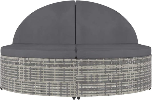 Tumbona para 2 Personas con Cojines ratán sintético Gris,Mobiliario,Muebles de jardín