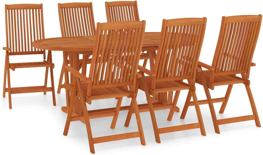 Juego de comedor de jardín de 9 piezas de madera maciza de teca, mesa de comedor y sillas