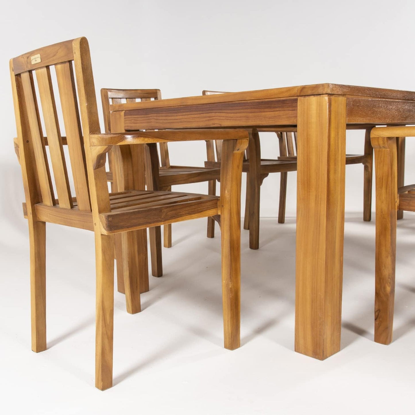 Conjunto de jardín de Madera Teca, Mesa de 240 cm de Largo y 8 sillones apilables