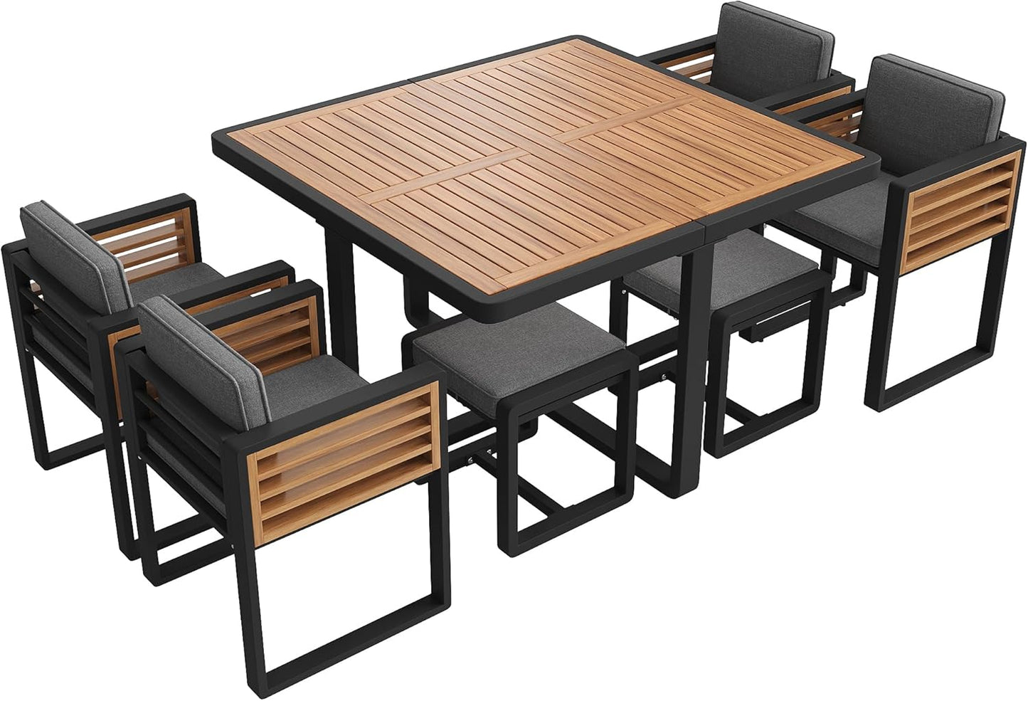 Juego de muebles de jardín, 6 sillas con mesa, muebles de terraza