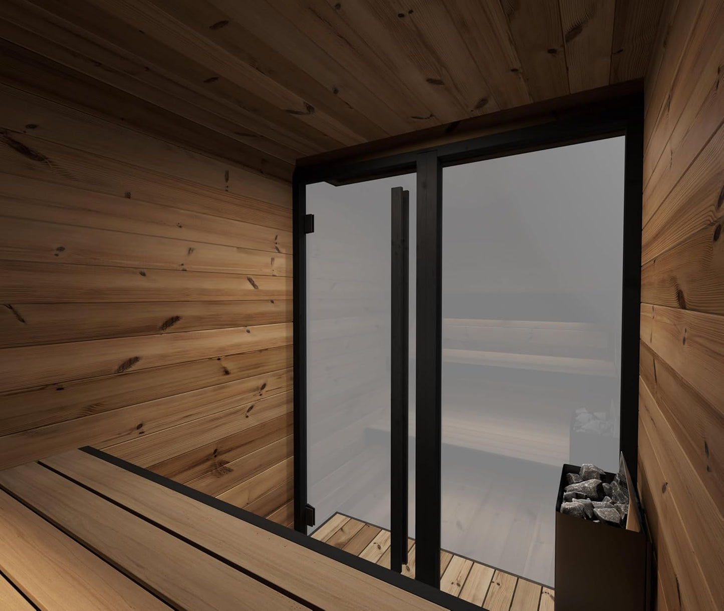 Sauna Exterior Hiki S, 149,6x201,9 cm, Capacidad para hasta 4 Personas.
