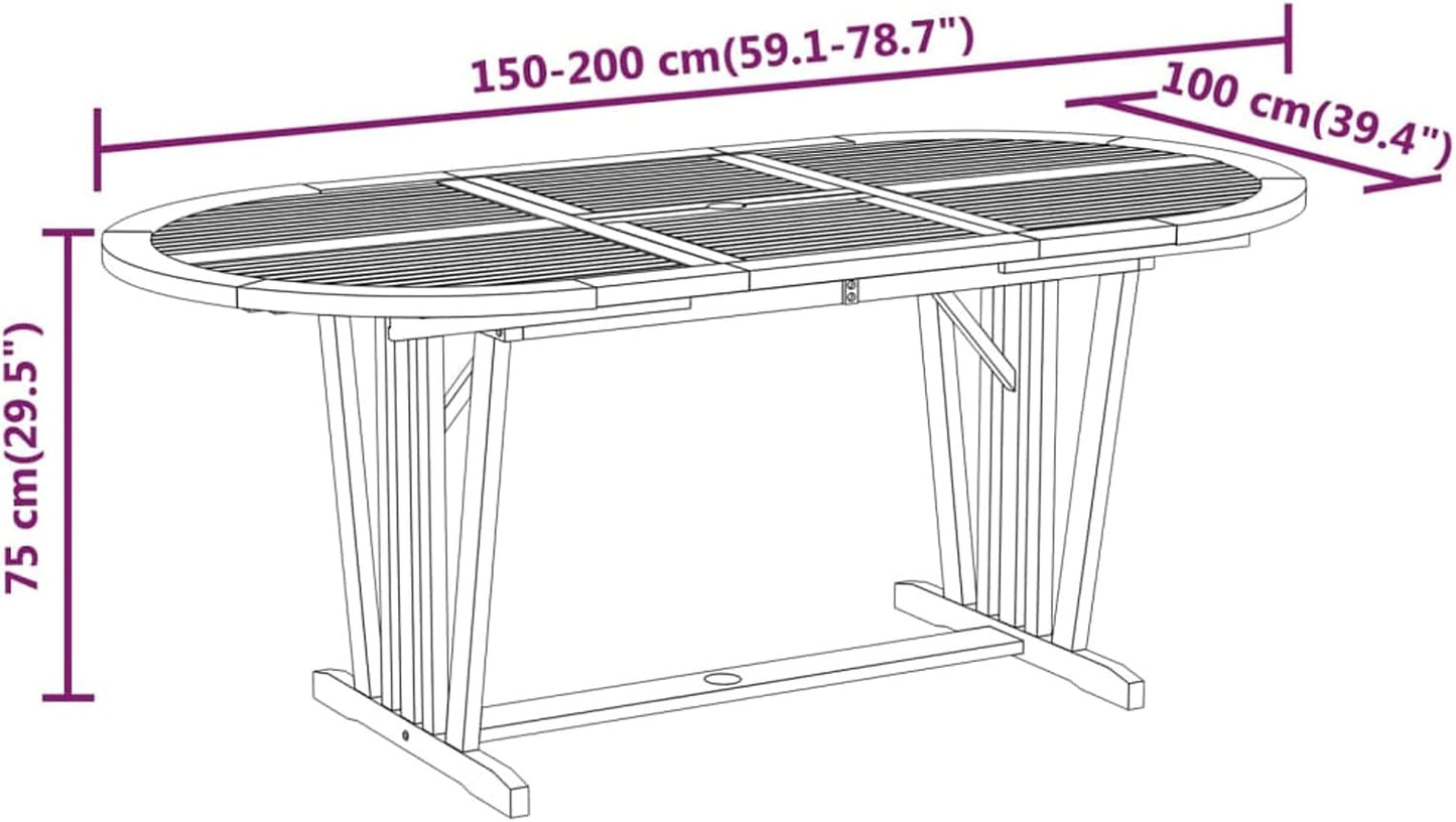 Juego de comedor de jardín de 9 piezas de madera maciza de teca, mesa de comedor y sillas