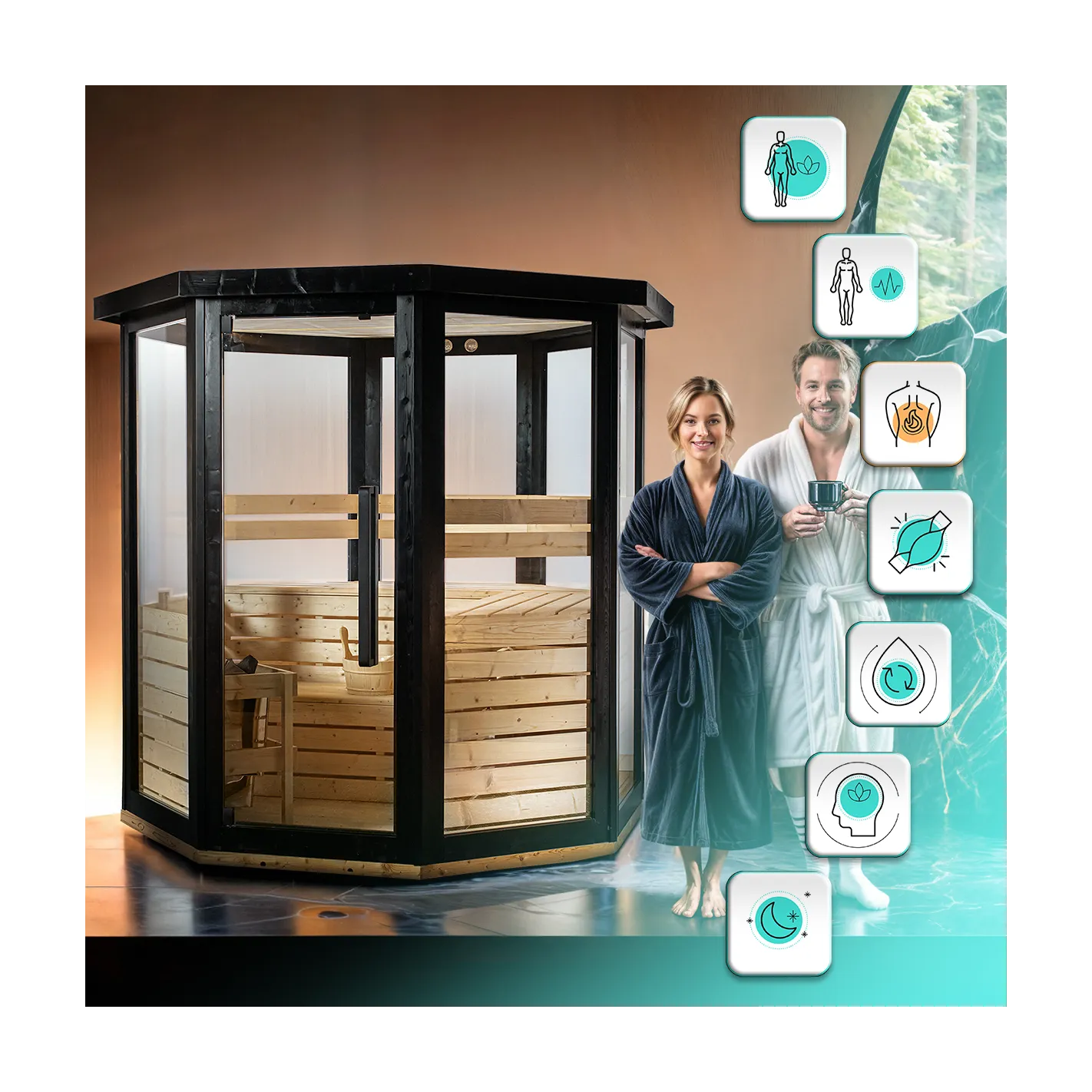 Sauna exterior de vapor para 4/5 personas