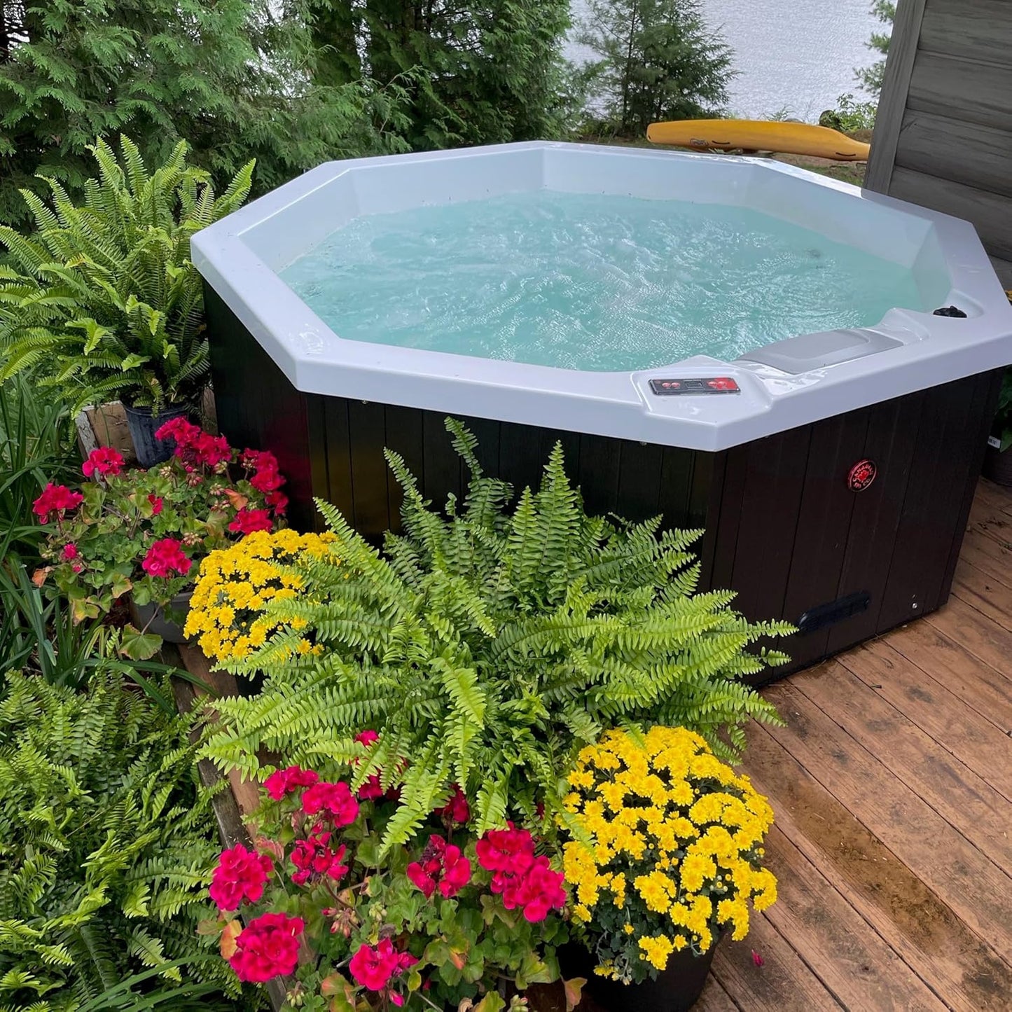 Hot Tub para 6 Personas, 188 x 188 x 73 cm, Octogonal, con Cubierta