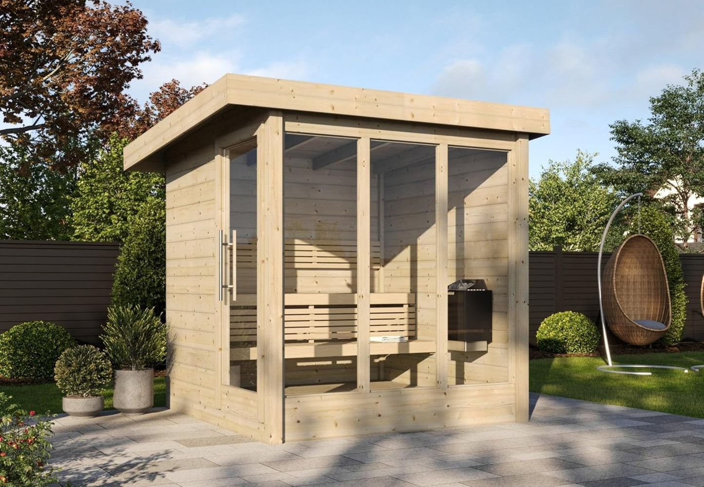 Sauna Exterior Deluxe, Diseñada, 2095x2116 mm