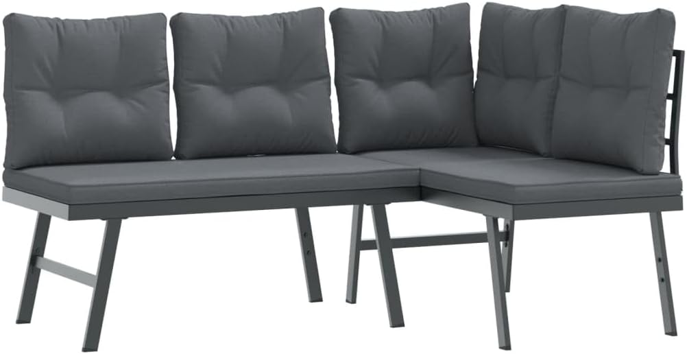 Sofa Jardin Exterior Acero, Muebles Jardín Exterior, 9 Piezas