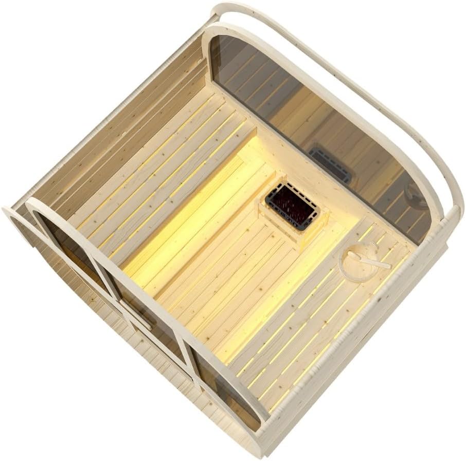 Sauna exterior y cabina de infrarrojos para 6 personas, 210 × 180 × 210 cm, horno Harvia de 8 kW