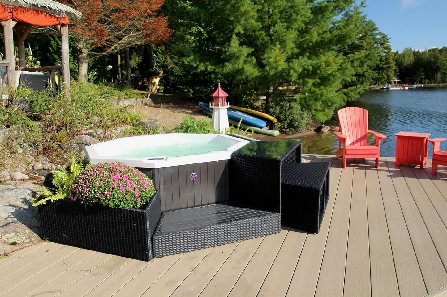 Hot Tub para 6 Personas, 188 x 188 x 73 cm, Octogonal, con Cubierta