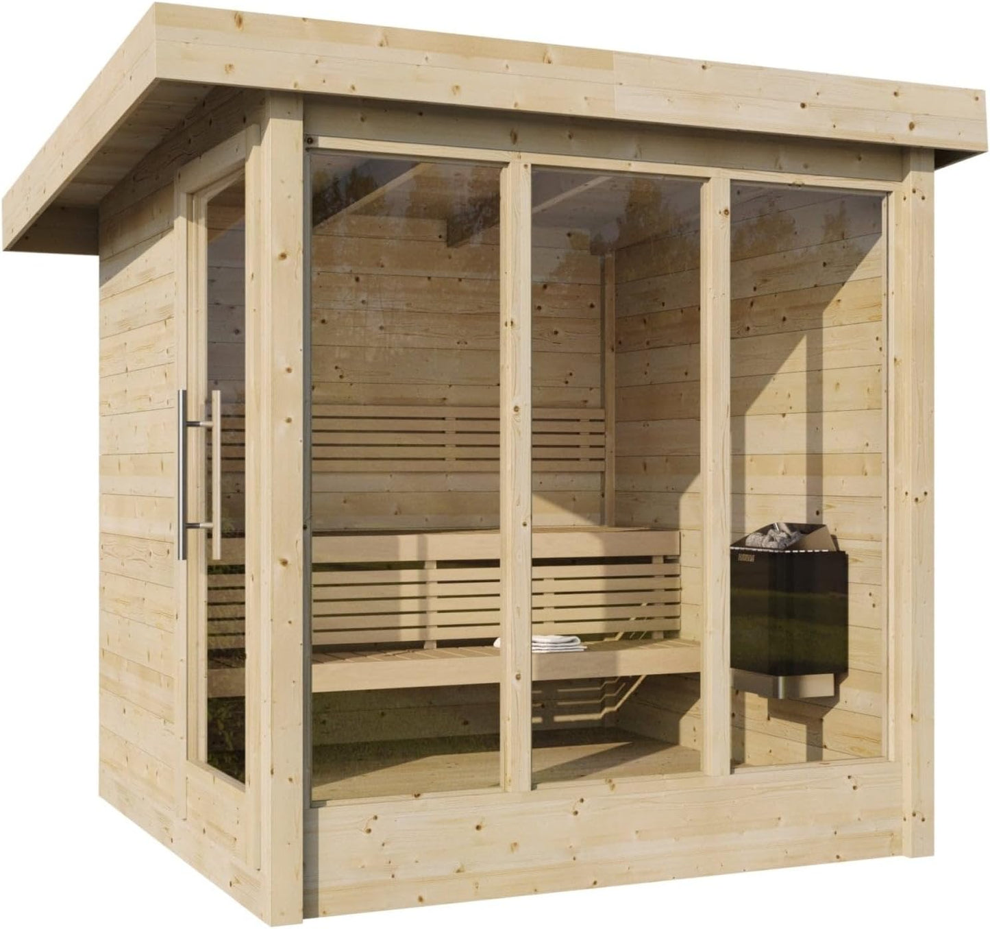Sauna Exterior Deluxe, Diseñada, 2095x2116 mm