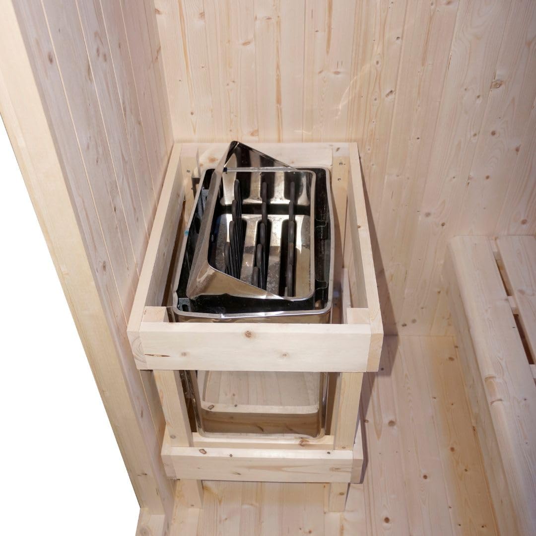 Cabina de infrarrojos para exteriores (incluye piedras de sauna, cubeta con creador, termómetro y reloj de arena)