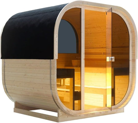 Sauna exterior y cabina de infrarrojos para 6 personas, 210 × 180 × 210 cm, horno Harvia de 8 kW